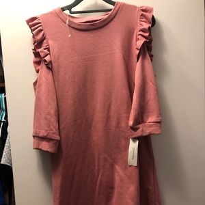 Ruffle cold shoulder dress